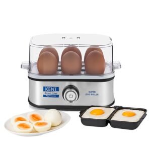 KENT Super Egg Boiler | 3 Boiling Modes | Stainless Steel Body and Heating Plate | 6 Eggs at a Time | Automatic Turn-Off | Silver