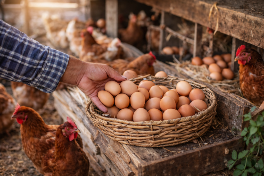 organic egg in basket